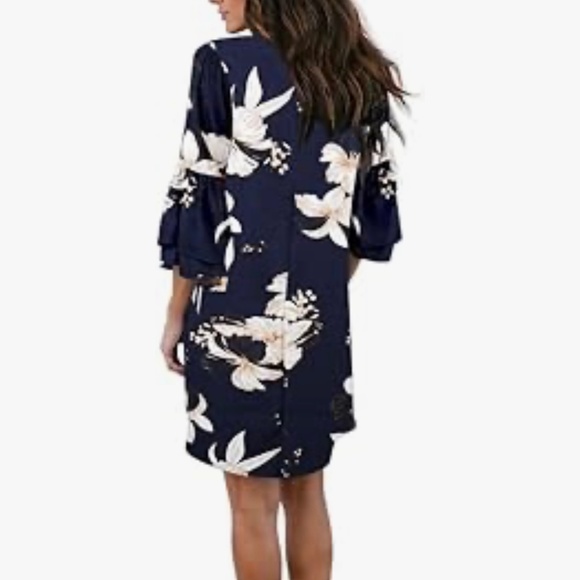 Navy Floral Shift Dress - Picture 5 of 6
